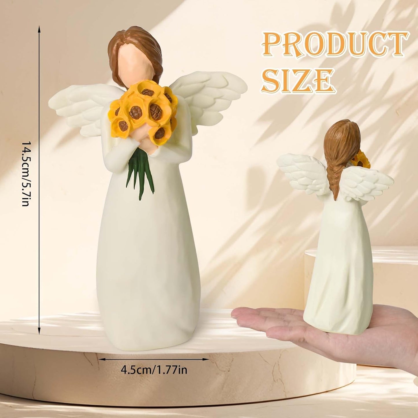 Sunflower Gifts for Women, Guardian Angel Figurines with Sunflower Bouquet - Hand-Painted Resin Collectible Figure for Women, Mum, Teachers - Unique Home Décor & Angel Gifts in Christmas, Birthday