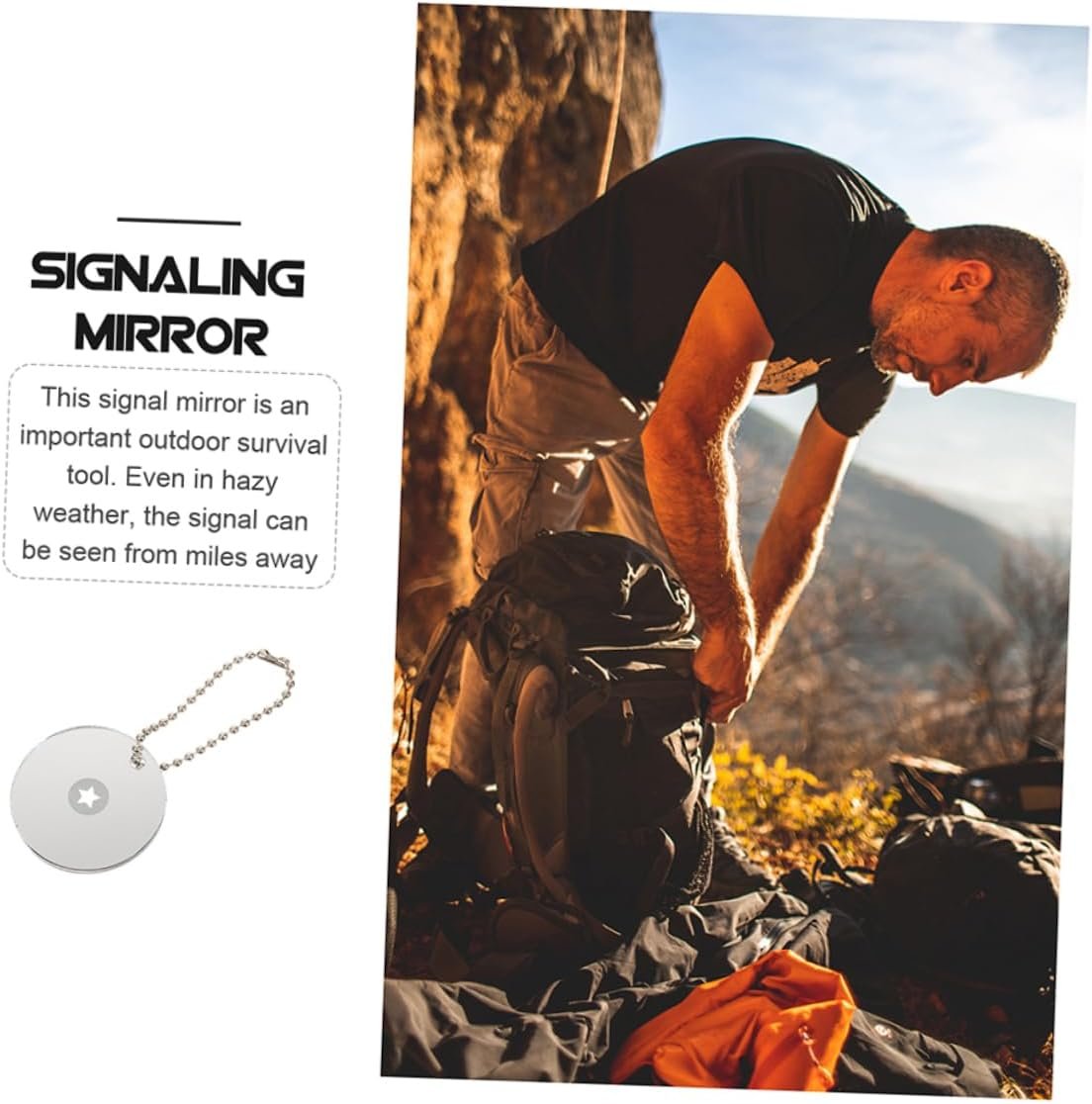 GOOHOCHY Outdoor Survival Gear 2pcs Compact Acrylic Signal Mirror Essential for Emergency Signaling