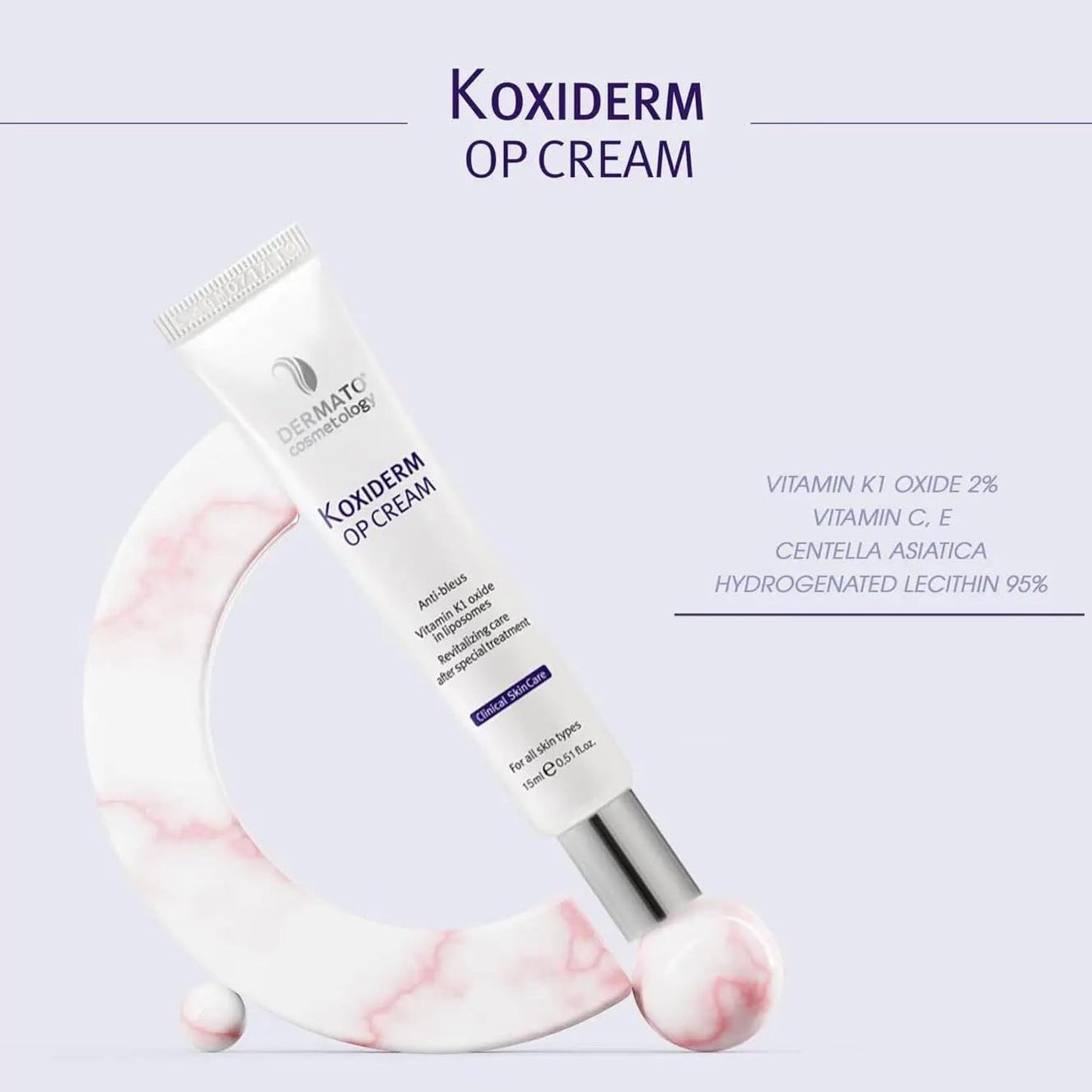 Vitamin K1 Oxiderm Cream, Minimizing Appearance of Scars, Dark Eye Circles, Bruises, Varicose Veins, Purpura and Redness (One pack 1.01Oz)