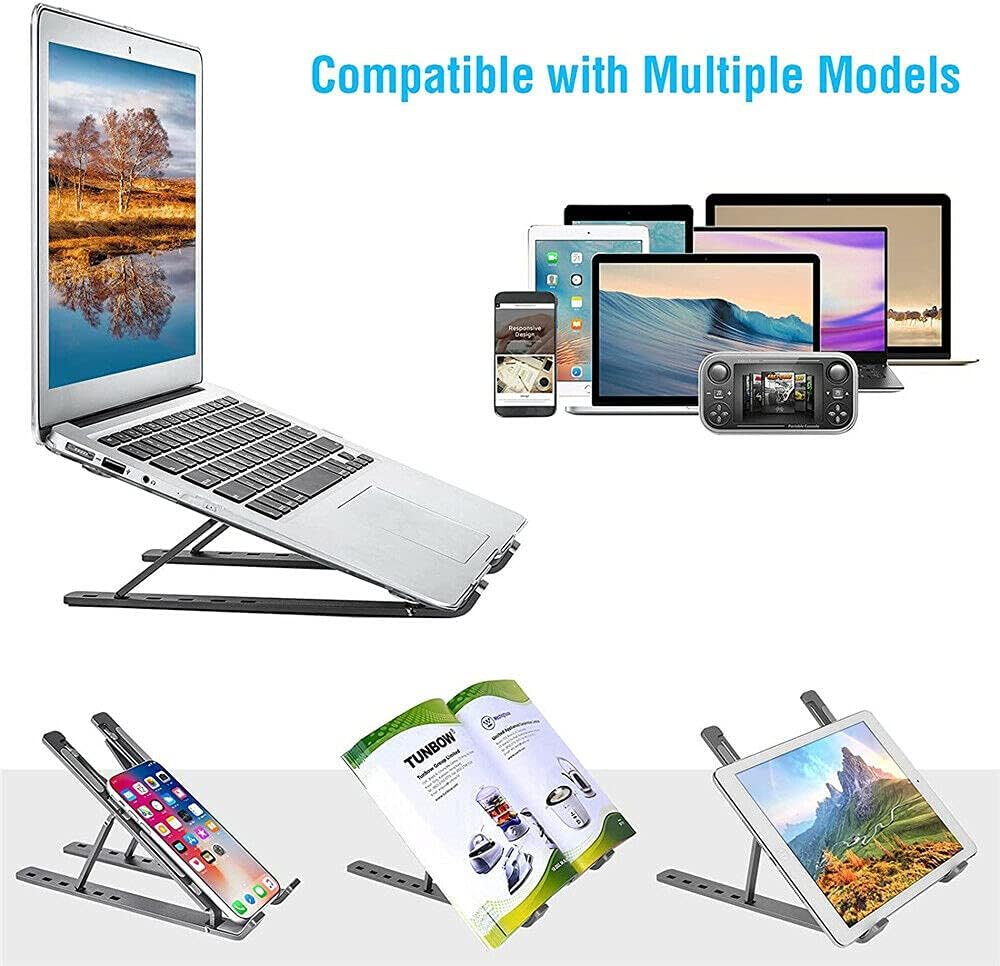 Adjustable Folding Cooling Laptop Stand Notebook Bracket Portable Tablet Holder (Black)