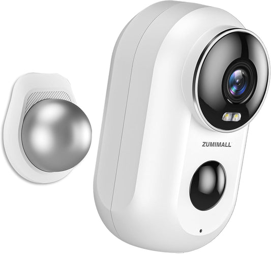 ZUMIMALL Security Cameras Wireless Outdoor with Magnetic Mount, 2K Outdoor Camera Wireless Battery Powered, 2.4G WiFi Cameras for Home Security Indoor,3MP Color Night Vision/Siren/PIR/AI/Cloud/Alexa