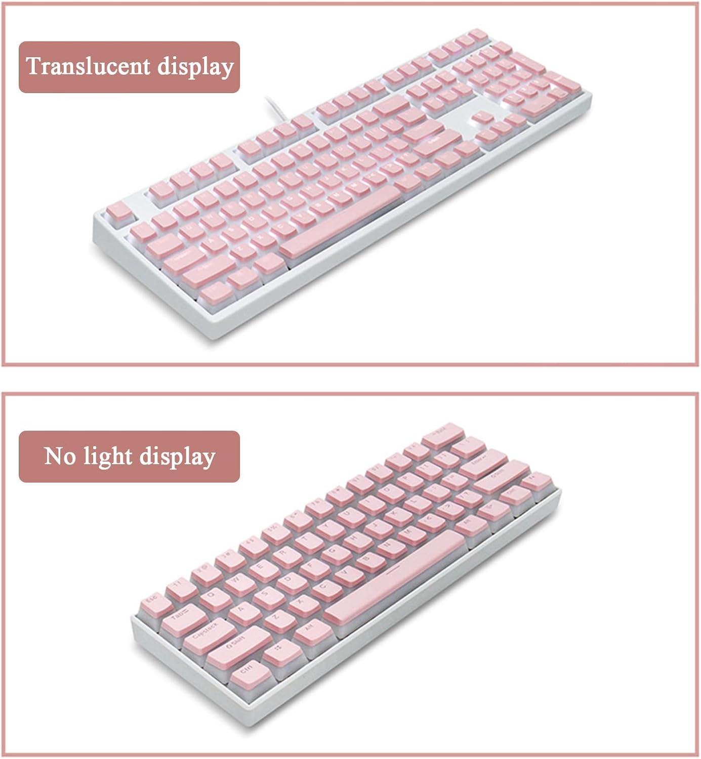 Backlit Keycaps Set, Aesthetic Mechanical Keyboard Keycaps, Replacement Kit for Gamings Streamers and Typing Enthusiasts Collection, 20x18x3cm Black White Light Pink