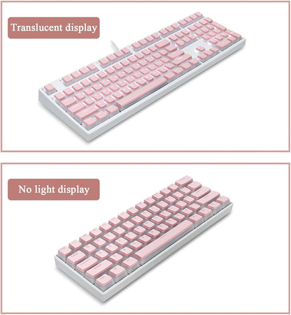 Backlit Keycaps Set, Aesthetic Mechanical Keyboard Keycaps, Replacement Kit for Gamings Streamers and Typing Enthusiasts Collection, 20x18x3cm Black White Light Pink