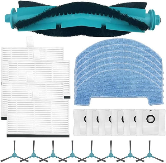 Cleaning Essentials for Conga 2499 Ultra Main Brush, Side Brush and Complete Filter Mop Cloth Dust Bag Set (B)
