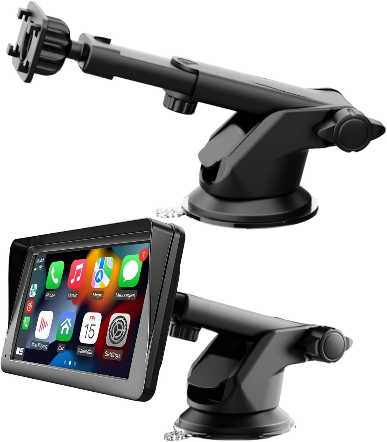 Epronic Carplay Screen Mount, Bendable Flexible Dashboard Suction Cup Bracket for 7Inch 9Inch 9.3 Inch 10.26 Inch Portable Car Play Windshield GPS Mount Phone Holder