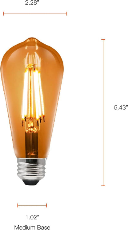 Sylvania WiFi LED Smart ST19 Amber Finish Light Bulb, 3.5W Efficient, for Alexa/Google Assistant, 2000K, No Hub Required - 1 Pack (75802)