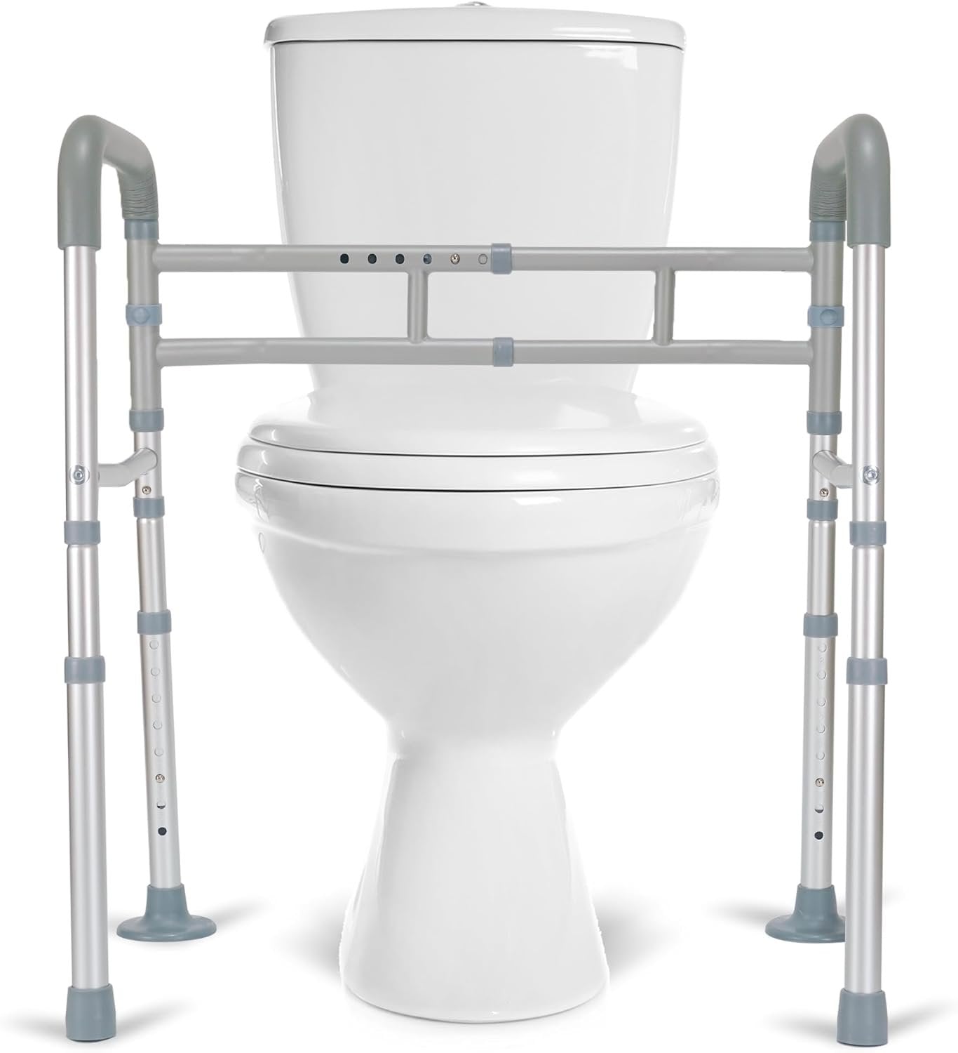LandTale Toilet Safety Rails, Adjustable Toilet Rails for Elderly Adults Senior Disabled Handicap, Toilet Assistance Handles Safety Frames