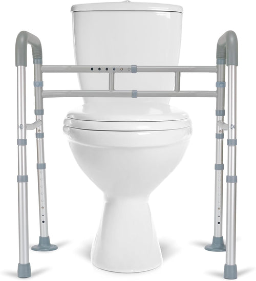 LandTale Toilet Safety Rails, Adjustable Toilet Rails for Elderly Adults Senior Disabled Handicap, Toilet Assistance Handles Safety Frames