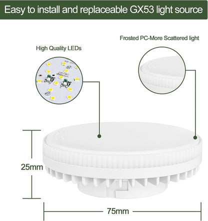 KYOTECH Adjustable LED Ceiling Spotlight Ø84 x 80 mm with Interchangeable 6 W GX53 LED Bulb Spot Light Black Ceiling Spotlights Warm White Light 3000 K 550 LM Ceiling Light