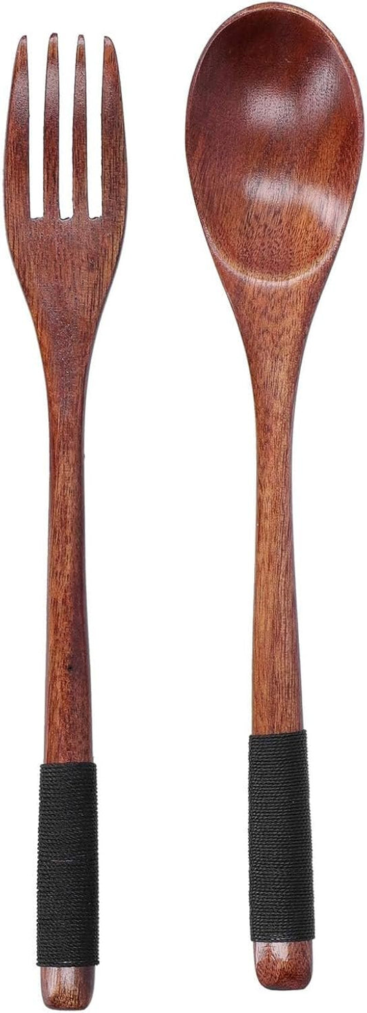 Wooden Utensil Set for Eating, Wooden Spoons Forks Set Wooden Cutlery Set Reusable Tableware Cutlery Set Travel Utensils Japanese Wooden Utensil Set for Office Camping Traveling