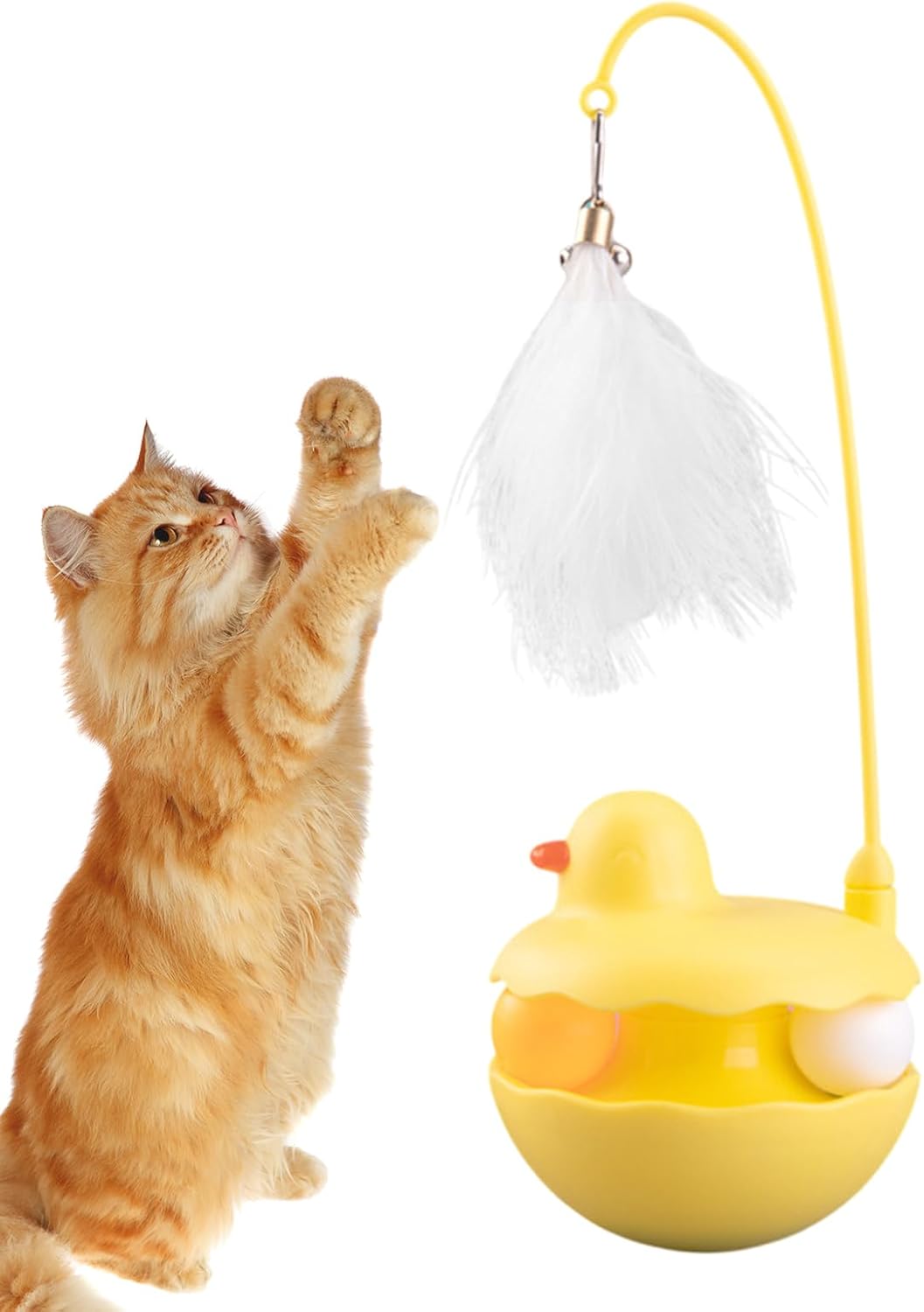 Wrohto Cat Toys, Interactive Kitten Toy, Detachable Feather Lightweight Resin Duck Shape Fun Stick for Kitten Play, Indoor Outdoor and Birthday Easter, 3.54 x 9.84 inches