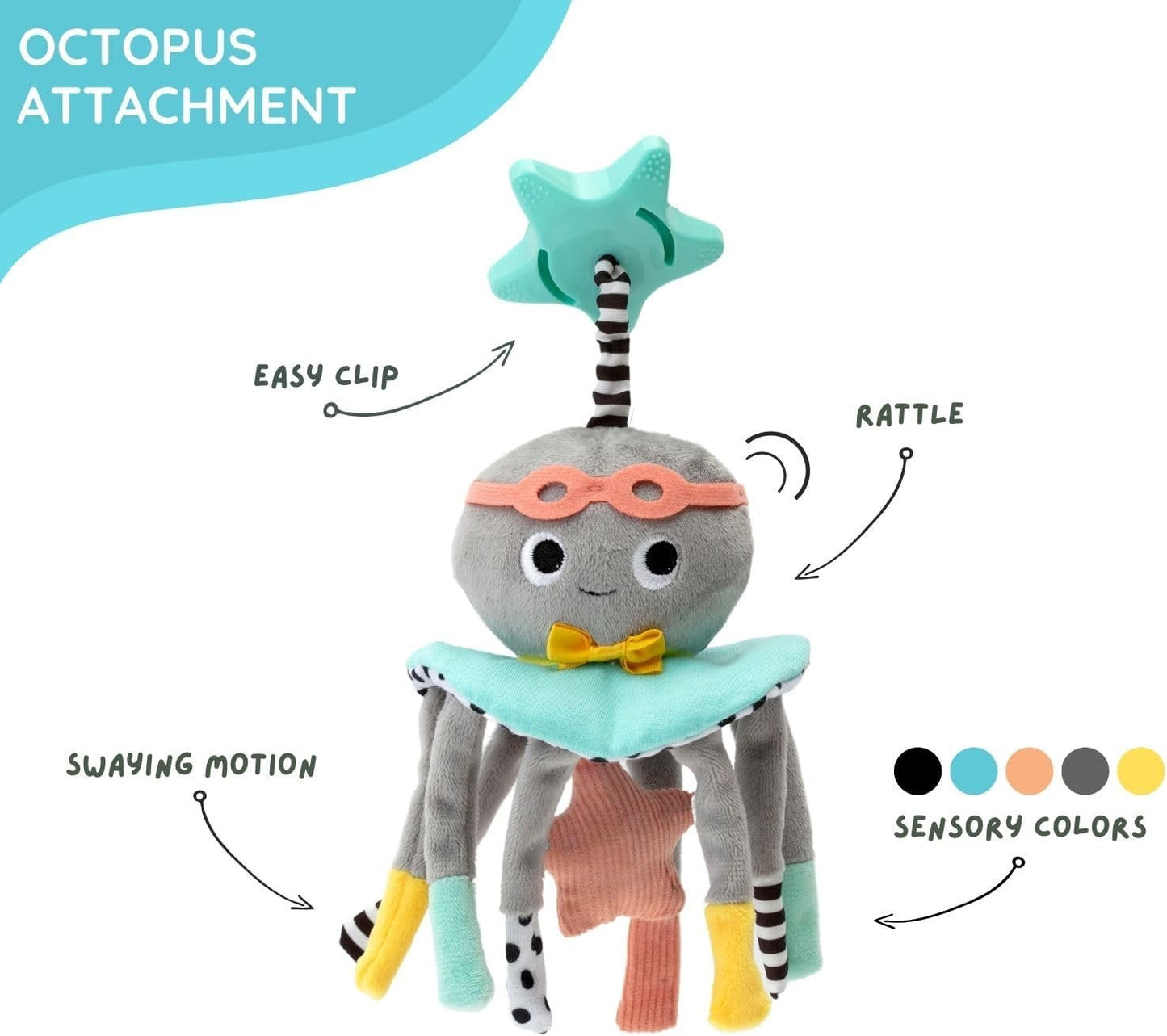 DINGLE DANGLE - Diaper Changing Distractor - Diaper Changing Helper Headband, Baby Mobile, & Sensory Rattle. Newborn Essentials Must Haves - Great Baby Registry or Shower Gift - Featured on Shark Tank