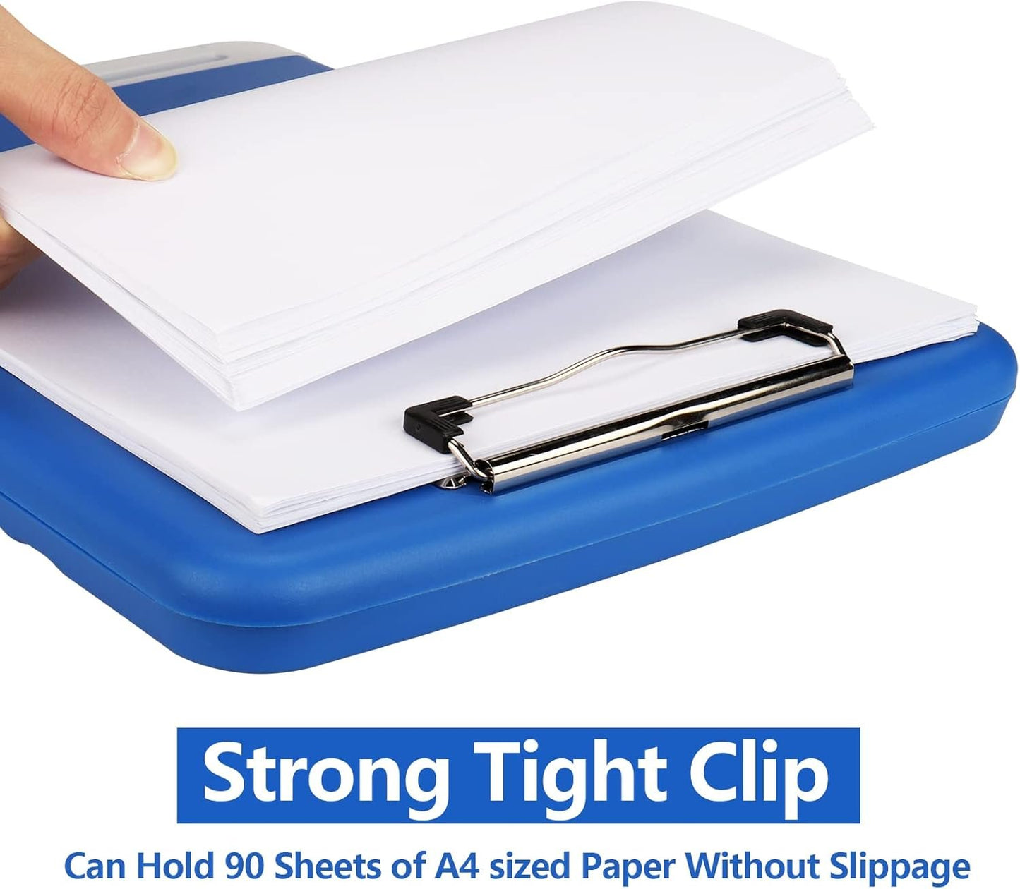 Clipboard with Storage for Office Supplies Clip Boards 8.5x11 with Storage for Nurse,Side Open Nurse Clipboard Foldable Storage Clipboard,Plastic Clipboard with Low Profile Clip Clip Board-Blue