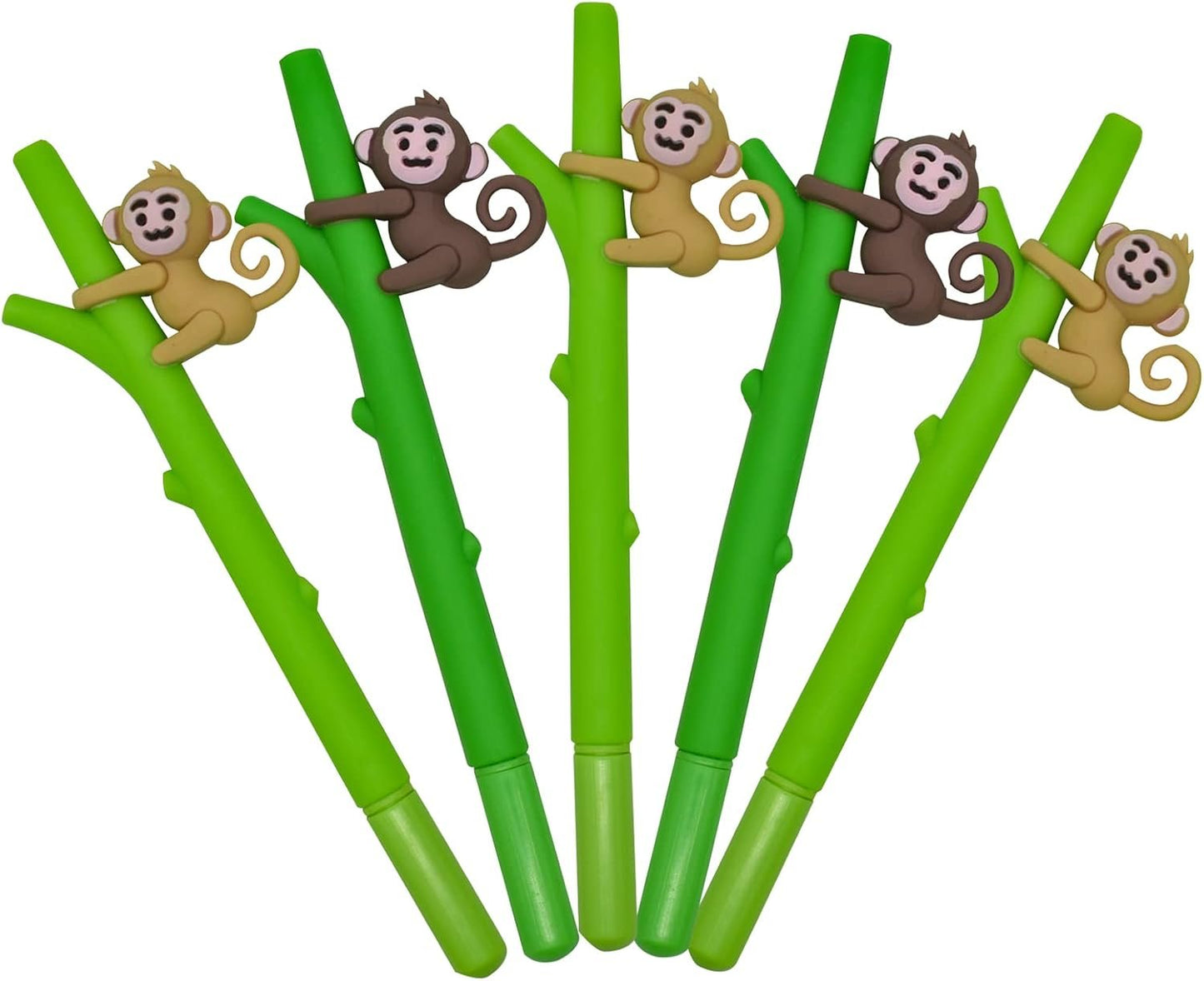 Maydahui 12PCS Tree Climbing Monkey Gel Pen Cute Cartoon Animal Pens Soft Silicone Black Ink for Boys Office School Stationery Supplies