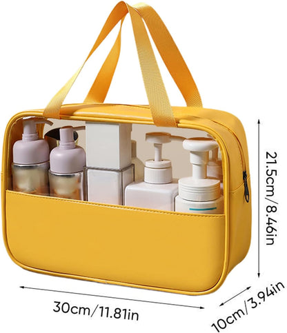 Travel Cosmetic Bag, Large Capacity Toiletry Organizer, Waterproof Bathroom Storage Pouch Men Women, Lightweight Makeup and Accessories Holder for Travel, 30 x 21.5 x 10 cm, yellow, Please refer to
