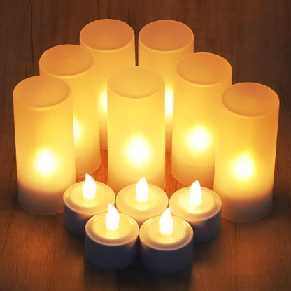 4PCS/Set Rechargeable Candles Flameless Flickering LED Tea Lights with White Base and AC Adapter for Home, Restaurants, Wedding,Christmas Decor（Yellow）