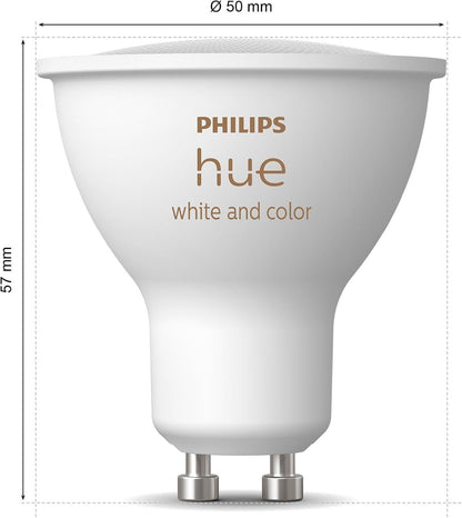 Philips Hue GU10 Smart Lamp, White and Coloured Light, 1 Pack, Bluetooth Compatible, Voice Control with Alexa, Apple Home and Google Assistant