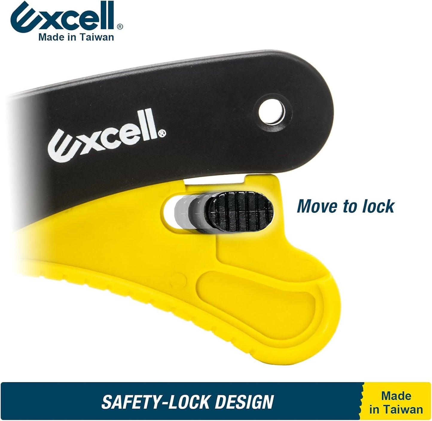 Excell ACTION STEADY-9 Utility Knife with Safety Lock, Box Opener Carton Opener, Heavy Duty Stability Lightweight Box Cutter with Replacement Blades - 3pcs (STEADY-9)