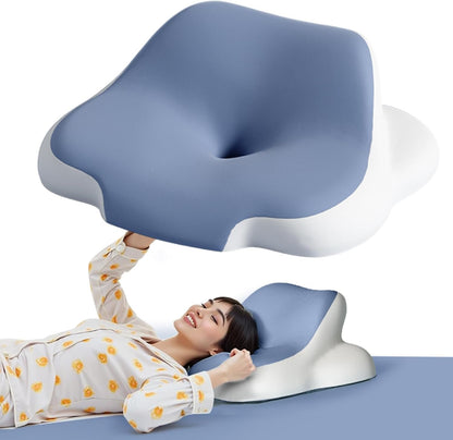 Memory Foam Cervical Pillow for Sleeping, Leaning, Lying and Back Support, Bed Pillow Rest for Bed Sitting up, Ergonomic Side Sleeper Pillow for Sleeping, for Neck Pain and Shoulder Pain Relief