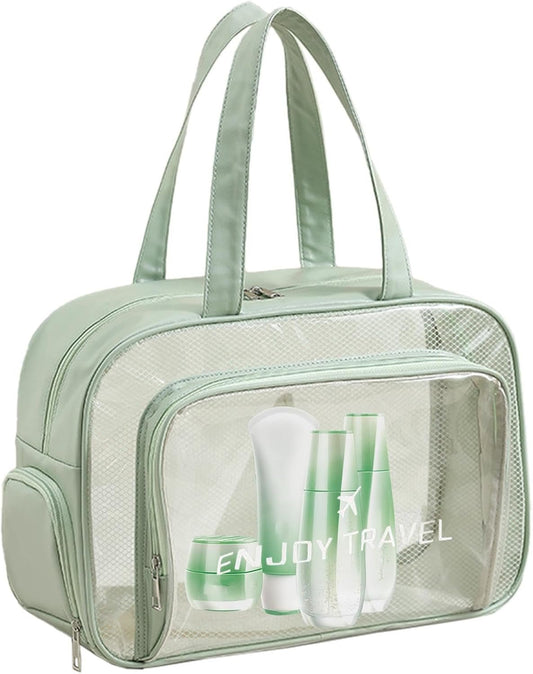 shpuuyy Clear Travel Bags for Toiletries - Waterproof Large Zippered Pouch for Beach Swimming Pool,Portable Fitness Sports Bag, Travel Organizer, Cosmetic Makeup Bags, Holds Shoes Towels