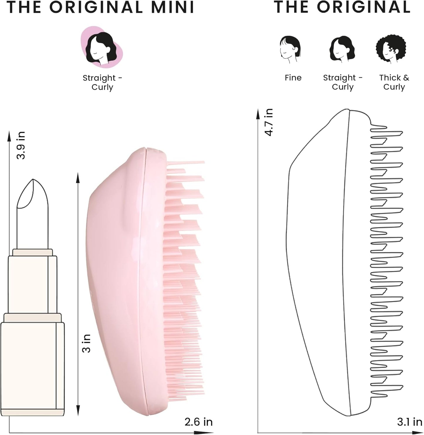 Tangle Teezer Original Soft Hair Brush, No Pull - Cares for Fine Hair - Anti-Breakage Comb for Girl - Pink