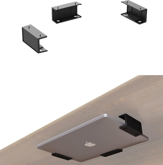 ZZHDESBY Under Desk Laptop Mount Under Desk Laptop Drawer with Adhesive & Screw Fit for Macbooks, Keyboard, Routers, Modems, Cable Box, Network Switch and More (Black)
