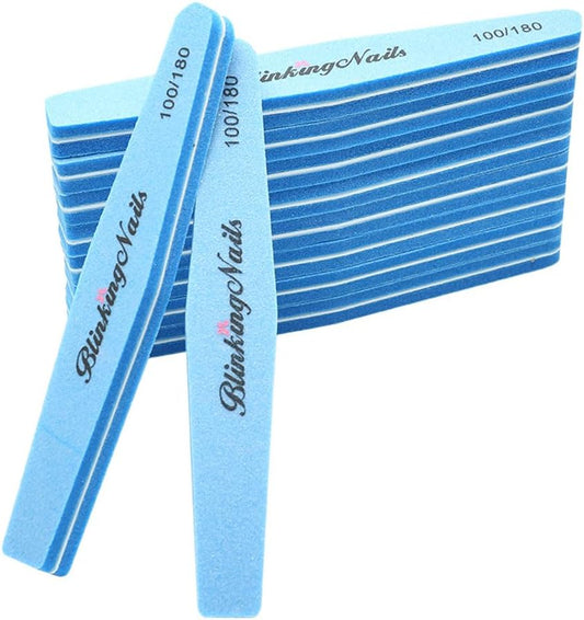 Sponge Nail File and Buffers for Nail Art Care Double Sides Design 100/180 Grit Nail Buffer Professional Manicure Nail Tools 3 Colors Pack of 10pcs Sky Blue 10pcs