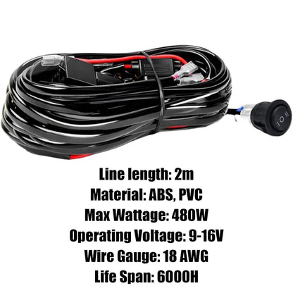 Light Wiring Kit, Harness Relay Fuse Durabled Lead Wire, Fog Light Electrical Gear for Easy Installation, Compatible with Work Lights Vehicle Lighting Accessories