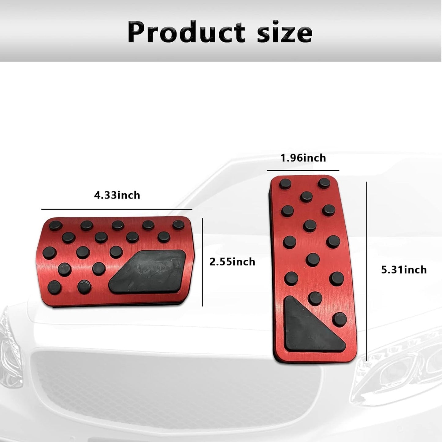 Miytsya 2 PCS Aluminum Alloy Anti-Slip Gas Pedal Brake Pedal Cover Interior Accessories Kit for 2011-2023 Jeep Grand Cherokee Dodge Durango, No Drilling Brake and Accelerator Pedal Covers (Red)