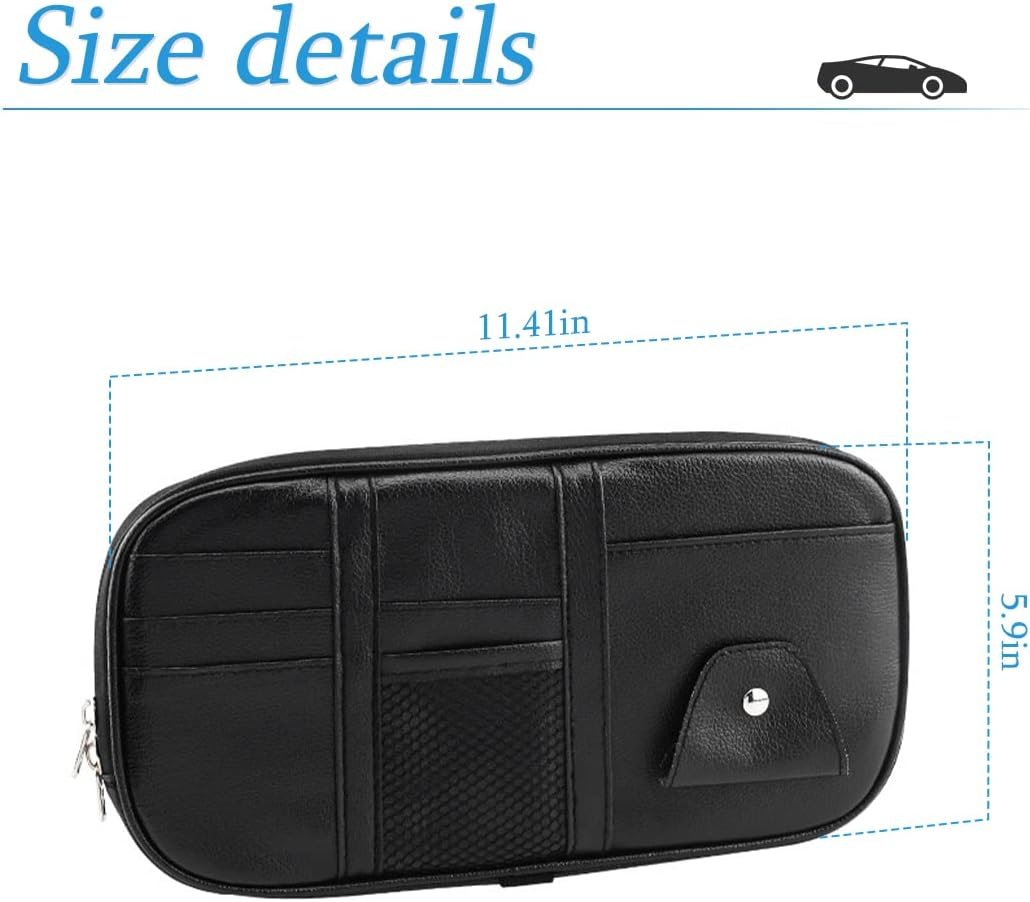 Car Sun Visor Organizer, Sunglass Holder and Storage Pocket, Card Cash Pouch with Multi-Pocket Net Zipper, Case Bag for License Pen Key, Auto Interior Accessories for Truck, SUV, Van (Purple)