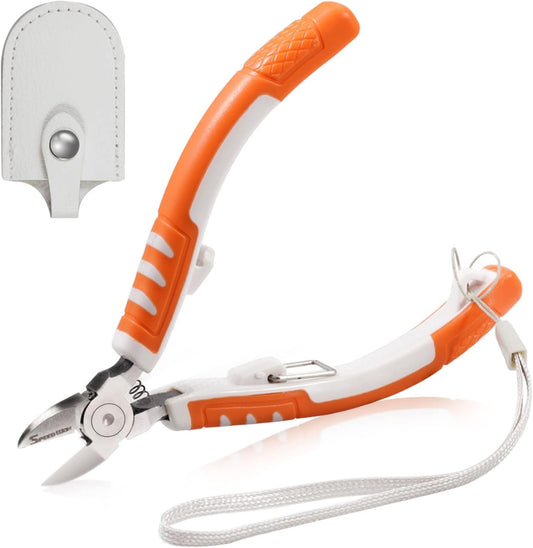 SPEEDWOX Precision Diagonal Cutting Pliers 5 Inches Wire Flush Cutters Ultra Sharp Electronics Pliers Model Sprue Wire Clippers Side Cutting Nippers with Safety Lock and Protective Holster CR-V Steel