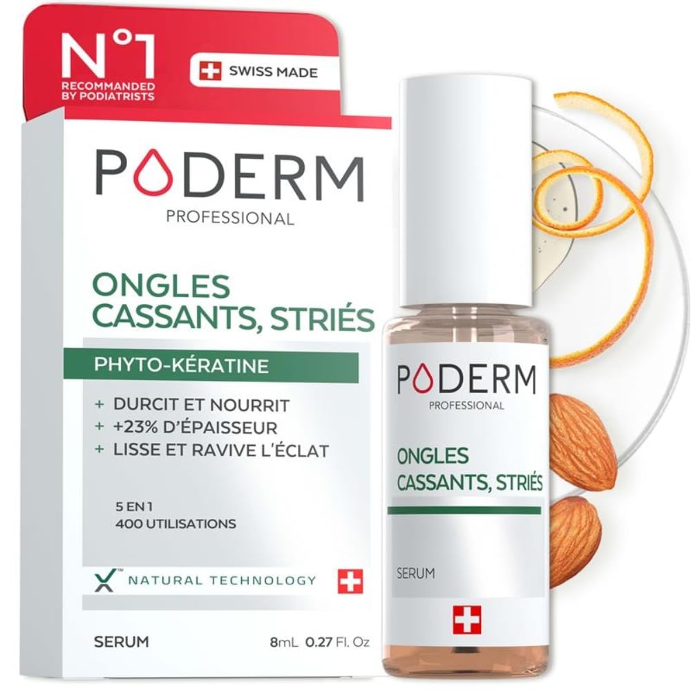 PODERM – 100% NATURAL NAIL REPAIR - Revitalizes Damaged and Split Nails with Hydrating & Exfoliating Formula – Effective Nail care : Also Acts as a Nail Strengthener for Damaged Nails – Swiss Made