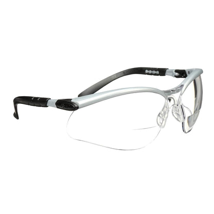 3M Safety Glasses with Readers, BX, +2.5, ANSI Z87, Anti-Fog Anti-Scratch Clear Lens, Silver Frame, Adjustable Length Temples and Lens Angle