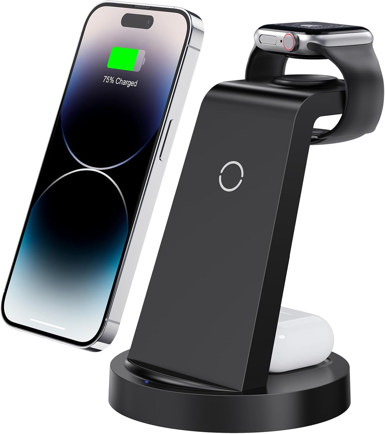 3 in 1 Charging Station for iPhone, Wireless Charger for iPhone 16 15 14 13 12 11 X Pro Max & Apple Watch - Charging Stand Dock for AirPods