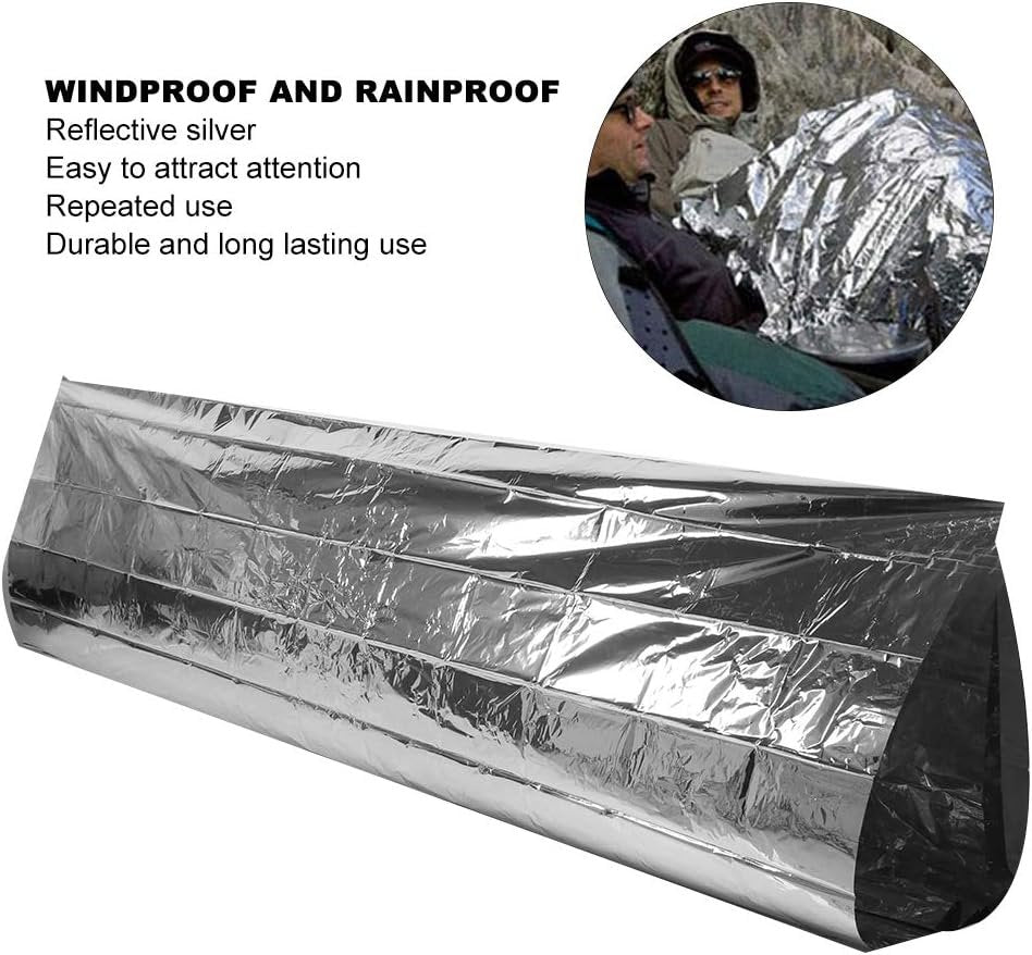 Emergency Foil Blanket, Emergency Tent Blanket Sleeping Bag Outdoor Survival Reflective Shelter Survival Reflective Thermal Blanket for Outdoors, Hiking, Survival