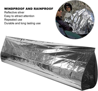 Emergency Foil Blanket, Emergency Tent Blanket Sleeping Bag Outdoor Survival Reflective Shelter Survival Reflective Thermal Blanket for Outdoors, Hiking, Survival