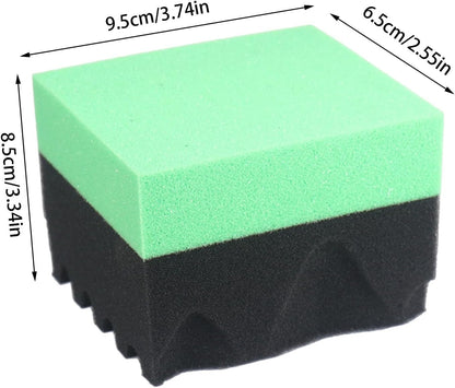 Tire Shine Sponge, Car Detailing Applicator, Wheel Cleaning Pad 3.74 x 3.35 x 2.56 Inches, Ergonomic Reusable Foam, Wave Design Grip, Paint Safe, Ideal for RV Truck Auto Coating