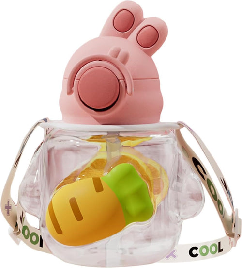 Vaveren Water Bottle with Lid Portable Drinking Cup Large Capacity Tea Water Cup Cute Lid Bottle for Activities Sports Outdoor, Pink