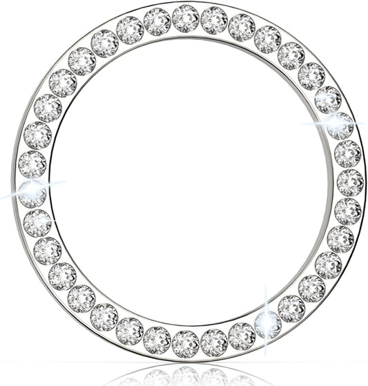 Anourney Silver Bling Crystal Rhinestone Car Decal, Emblem Sticker, Girly Car Interior Accessory Decoration for Push to Start Button Cover, AC Control Knob, Car Shift Cover