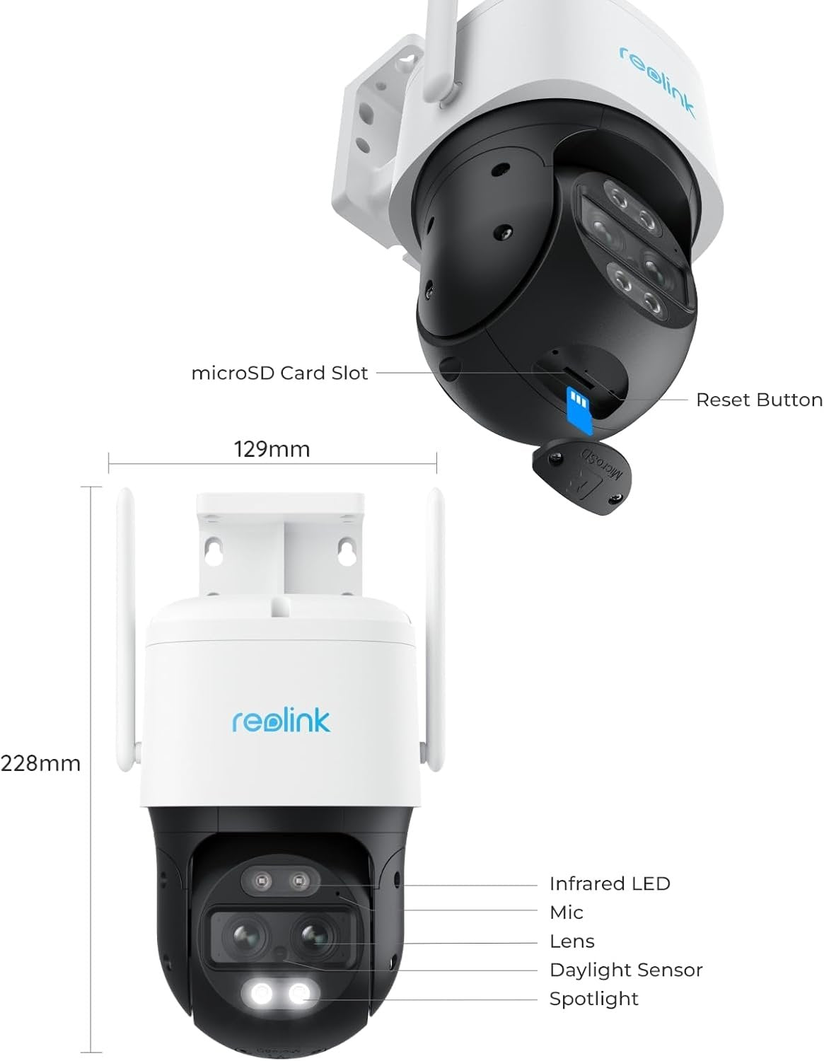 REOLINK 4K Wired WiFi Outdoor Camera, 8MP Dual Lens Security Cam, 360 PTZ Auto Tracking, 2.4 / 5GHz Smart Person/Vehicle Detection, 6X Hybrid Zoom, Color Night Vision, TrackMix Wi-Fi