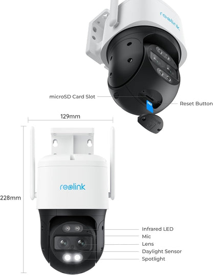 REOLINK 4K Wired WiFi Outdoor Camera, 8MP Dual Lens Security Cam, 360 PTZ Auto Tracking, 2.4 / 5GHz Smart Person/Vehicle Detection, 6X Hybrid Zoom, Color Night Vision, TrackMix Wi-Fi