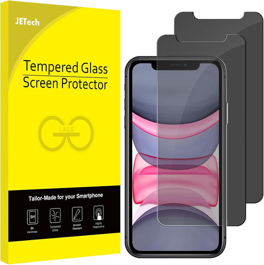 JETech Privacy Screen Protector for iPhone 11 and iPhone XR 6.1-Inch, Anti Spy Tempered Glass Film, 2-Pack