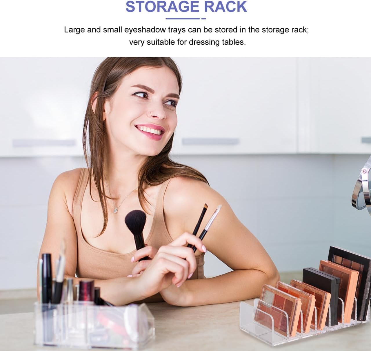 NOLITOY Acrylic Eyeshadow Palette Makeup Organizer, 7-Section Makeup Palette Organizer, Vanity Organizer Storage for Cosmetic Accessories, Eye Shadow, Sunglasses, CD Holder