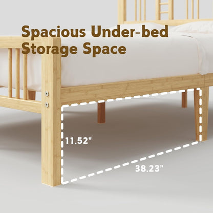 Goltriever 14 Inch High Bamboo King Bed Frame with Headboard and Footboard, Wood Bed Frame King Metal Slat Support Heavy Duty, No Box Spring Needed, Easy Assembly, Noise Free, Reinforced
