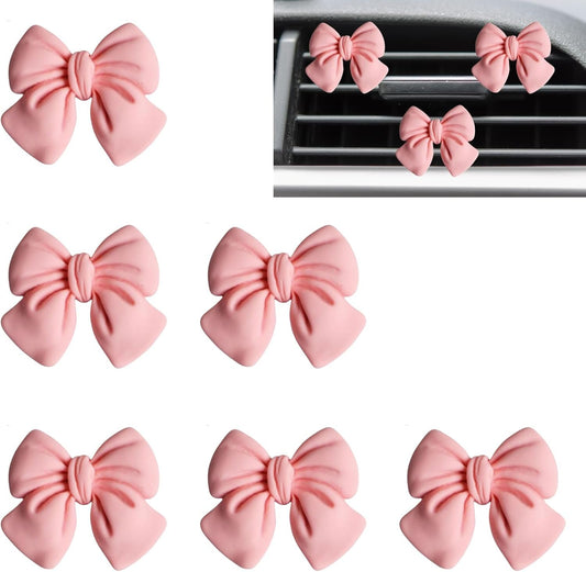 CasaPopz 6 pcs Pink Bow Car Air Freshener Coquette Cute Girly Car Decor Accessories Interior Aesthetic Car Decorations Stuff for Women Girl