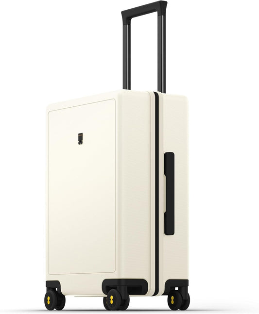LEVEL8 Carry on Luggage for Airplanes, 20 Inch Luggage Suitcase with 8 Spinner Wheels, Lightweight Luminous Textured, TSA Lock Built-in, Women Suitcase, Cream White