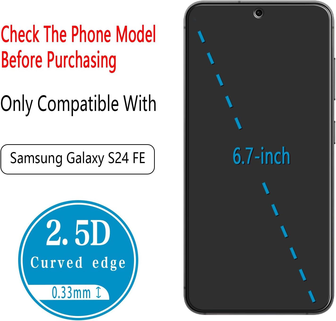 [2 Pack] Bencuku Screen Protector for Samsung Galaxy S24 FE Tempered Glass, Ultrasonic Fingerprint Unlock, HD Clear, Anti Scratch, Bubble Free, Case Friendly