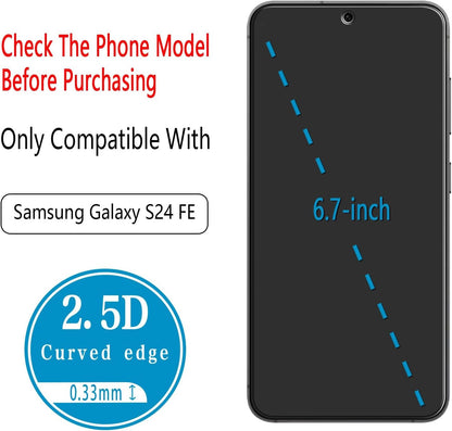 [2 Pack] Bencuku Screen Protector for Samsung Galaxy S24 FE Tempered Glass, Ultrasonic Fingerprint Unlock, HD Clear, Anti Scratch, Bubble Free, Case Friendly