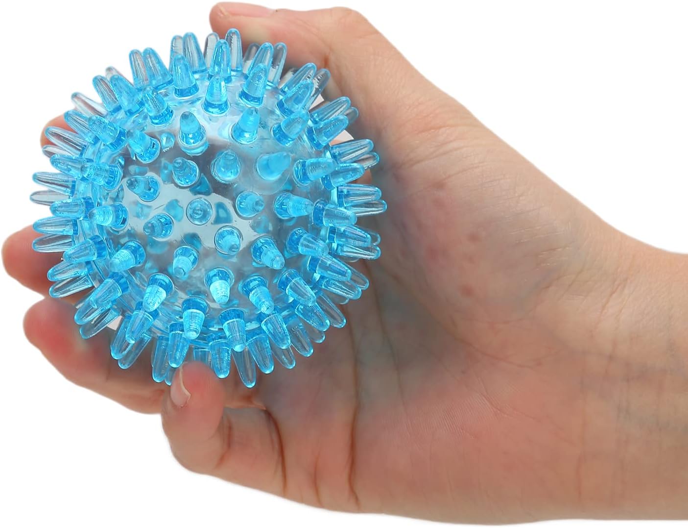 Spiky Ball Hollow Soft Transparent Strength Recovery Exercise Stress Relief Massage Ball for Hand Wrist Foot, Back, Muscles,Spiky Roller Sensory Toys Deep Tissue Trigger (6CM)