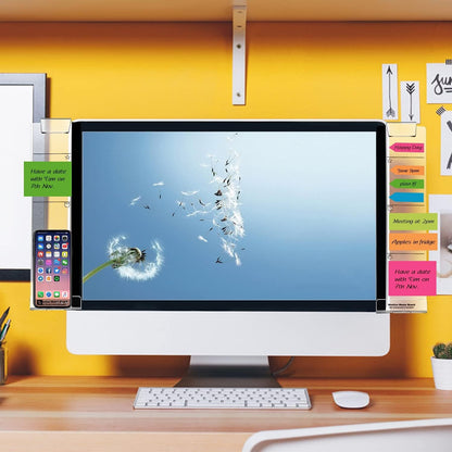 Monitor Memo Boards for Computer, Set of 2 (Left & Right) Multifunction Acrylic Screen Message Reminder Pad Side Panels Phone Holder - Utility Organizer for Office Desktop, Gift of 1 Pack Sticky Notes